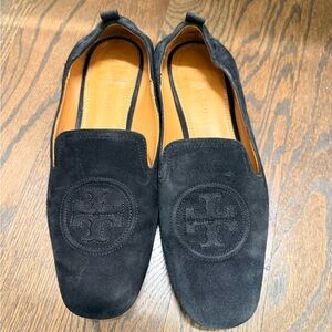 Tory Burch Black Suede Leigh Loafers